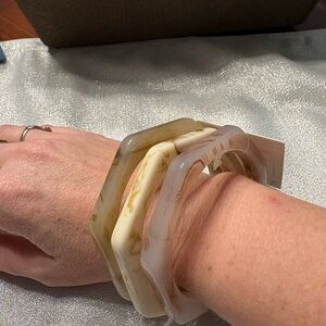 Forever 21 Cream and Tan Geometric Wristbands